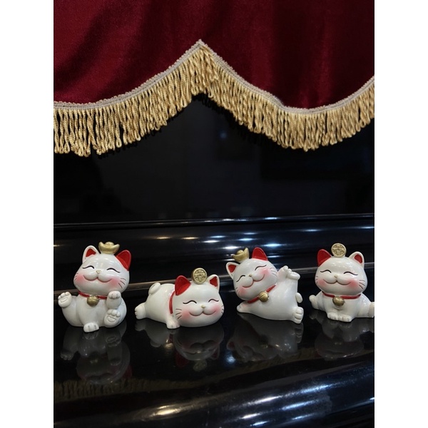 Set Mèo thần tài trang trí phòng khách lì xì