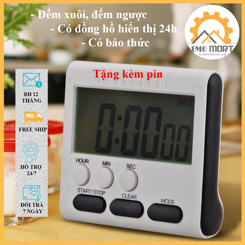⚡️𝗕𝗛 𝟭𝟮 𝗧𝗛𝗔́𝗡𝗚⚡️ Đồng hồ bấm giờ mini ⚡️ Màn hình LCD sắc nét - Âm báo to rõ ràng - Tặng kèm sẵn pin - Sử dụng đơn giản
