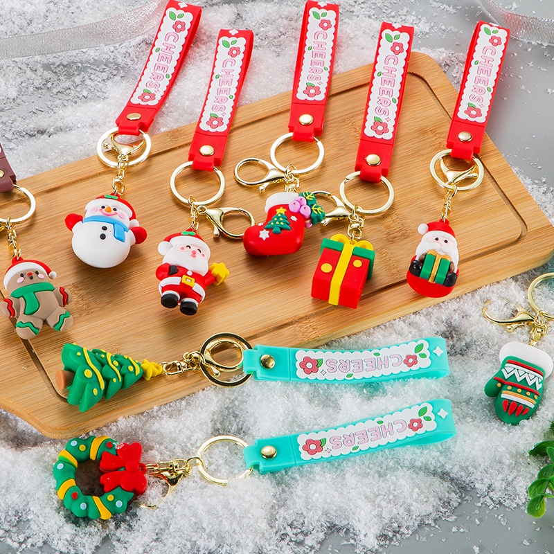 Chùm móc khoá dẻo Giáng Sinh Ông Già Noel Bánh Gừng Cây Thông Tuần Lộc Người Tuyết