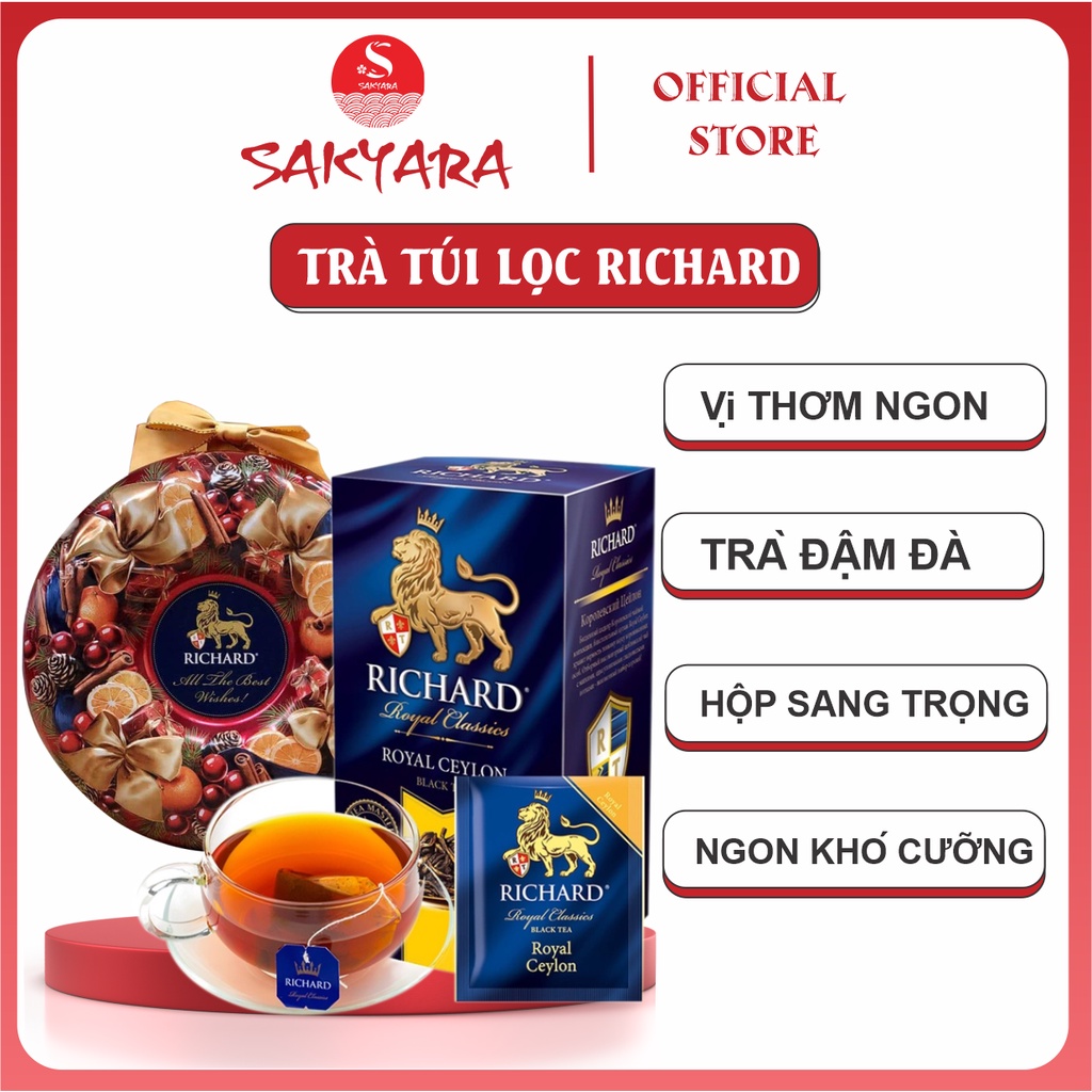 Trà túi lọc Richard Royal Ceylon Black Tea hộp 25 gói hàng chuẩn Nga