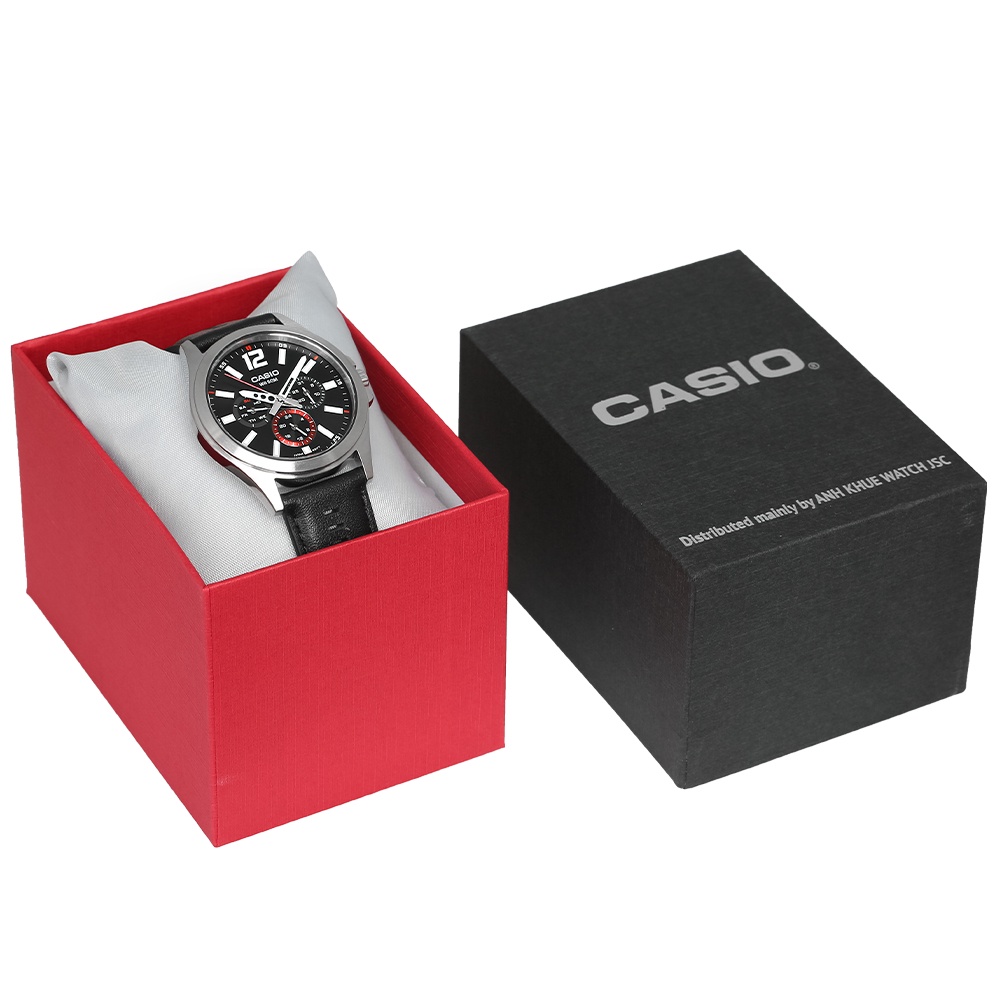 Đồng Hồ Casio | Nam MTP-E700L-1EVDF | Dây Da Màu Đen | 3 Kim | Chống Nước WR50M