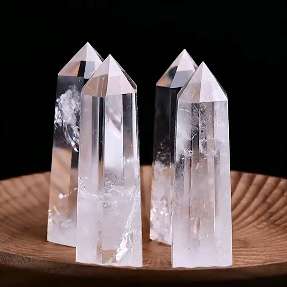 Đá Thạch Anh Pha Lê Trắng Tự Nhiên 4-8CM Hình Lục Giác Dùng Trang Trí Nhà Cửa
