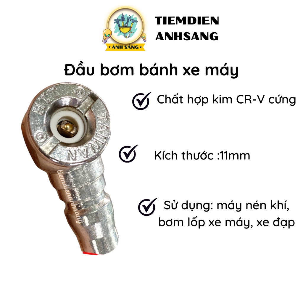 Đầu bơm hơi xe máy, vòi bơm hơi xe đạp TAIWAN | Tiệm điện Ánh Sáng