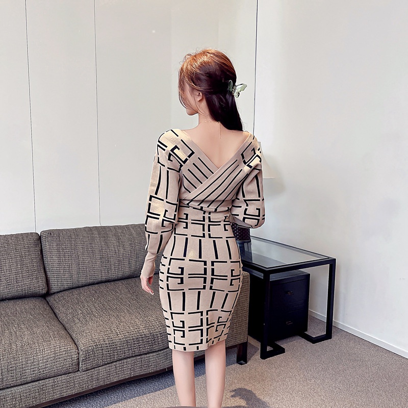 Đầm Dệt Kim Cổ Chữ V Phong Cách Thời Trang Pháp Dành Cho Nữ