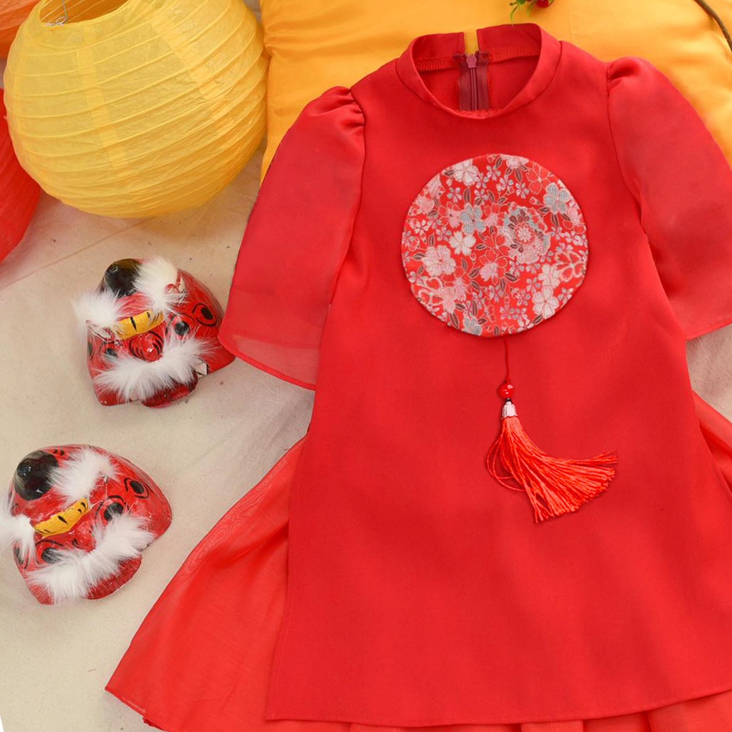 Sét Áo dài cho bé gái Mộc Khuê , áo dài cách tân tết 2023 đủ size 2 3 4 5 6 7 8 9