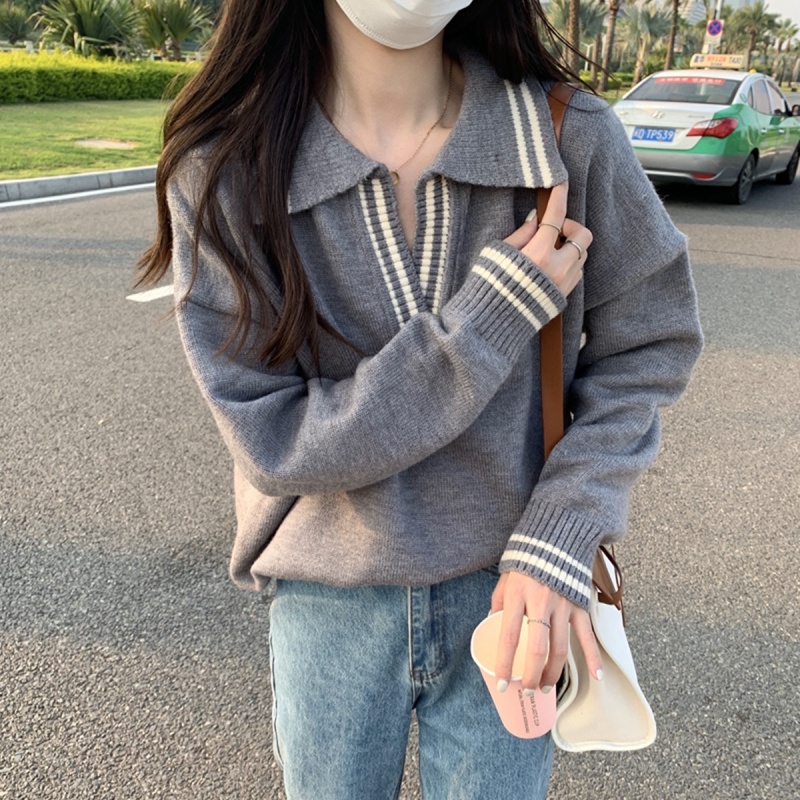 NZN Áo Thun polo Dệt Kim Phong Cách Hàn Quốc Thời Trang Thu Đông Cho Nữ