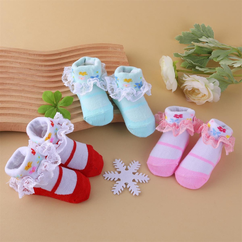 Set 6 Đôi Vớ Nhún Bèo Nhiều Màu Bằng Cotton Dành Cho Bé Gái Sơ Sinh / Bé Gái / Bé Gái Mới Biết Đi / Bé Gái