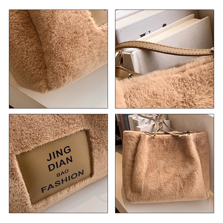 Túi Xách JASMIN NOIR Đeo Chéo Cỡ Lớn Phối Lông Thời Trang Cho Nữ