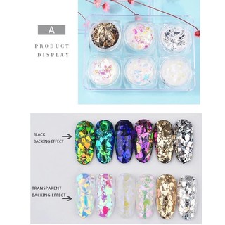 Set nhũ giấy trang trí móng ( set 6 hủ ) SALE