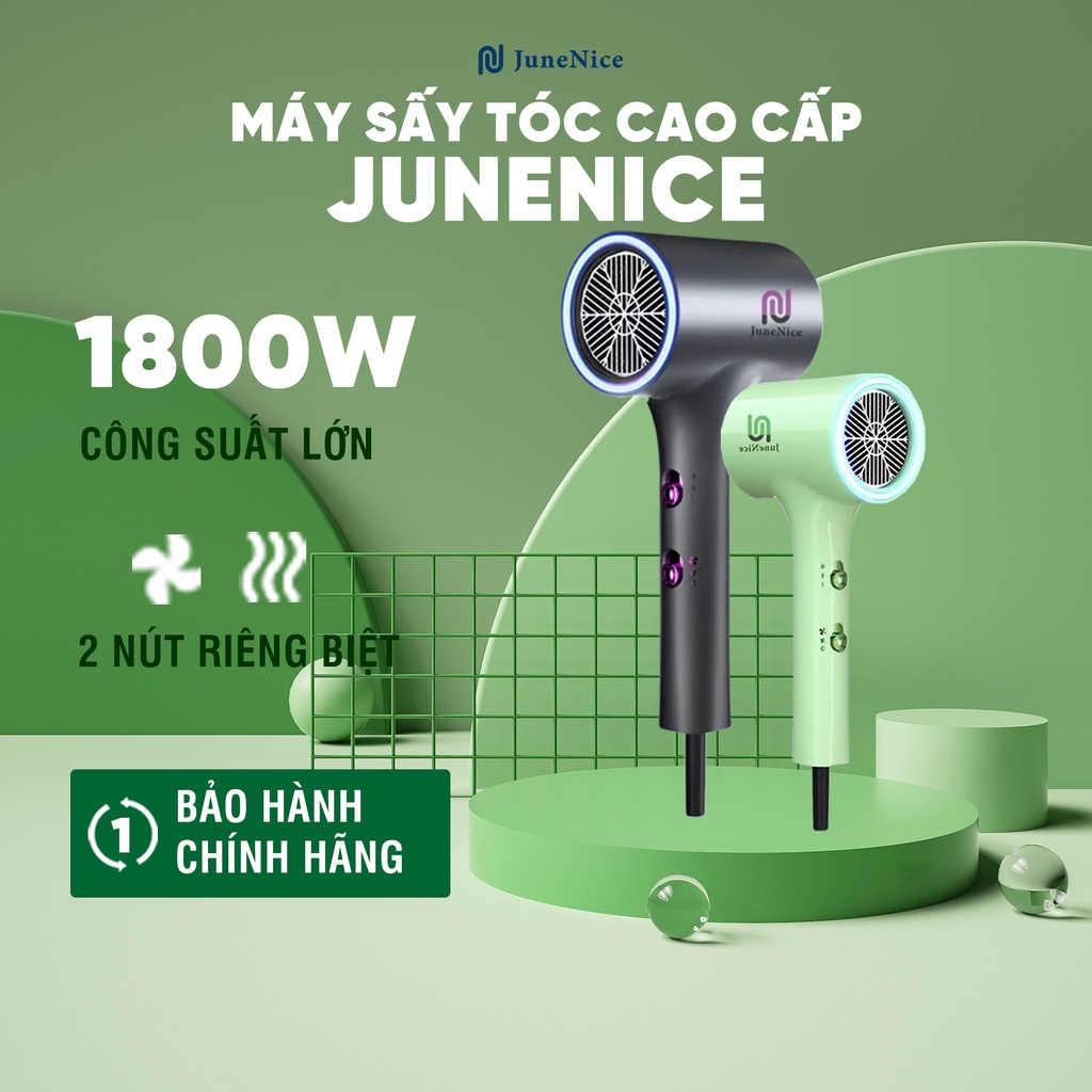 Máy sấy tóc công suất lớn 1800W JuneNice siêu phẩm phiên bản mới với công năng vượt trội đèn led biểu thị nhiệt độ