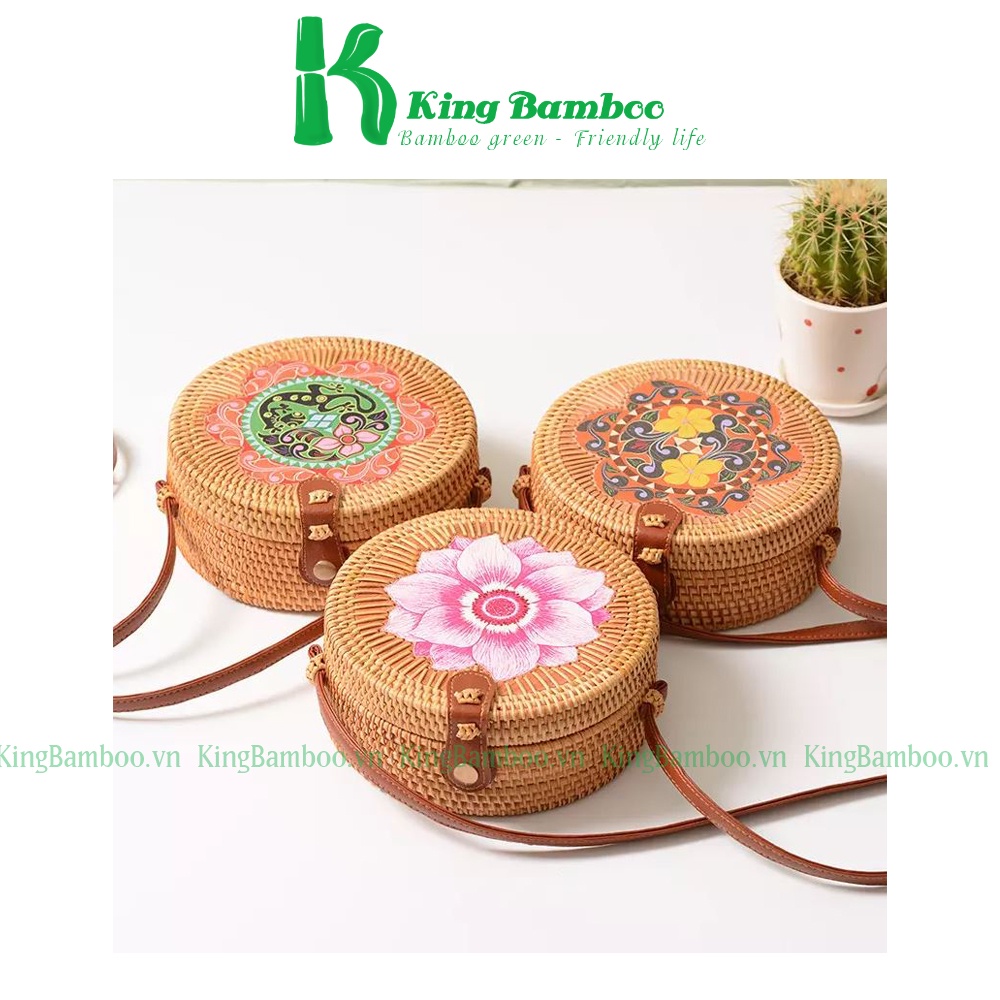 Túi xách bằng mây đi biển phong cách vitage, mây tre đan KING BAMBOO