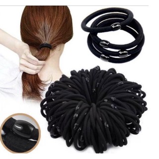 10 Dây thun cột tóc màu đen nút tròn
