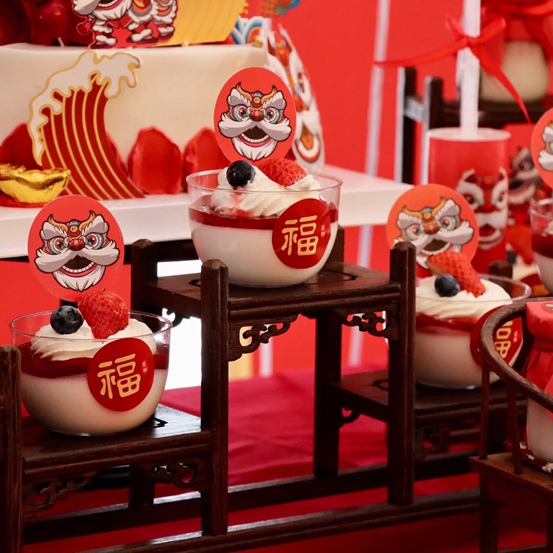 Set 12 Miếng Dán Trang Trí Bao Thư Màu Đỏ Phong Cách Trung Hoa Mừng Năm Mới