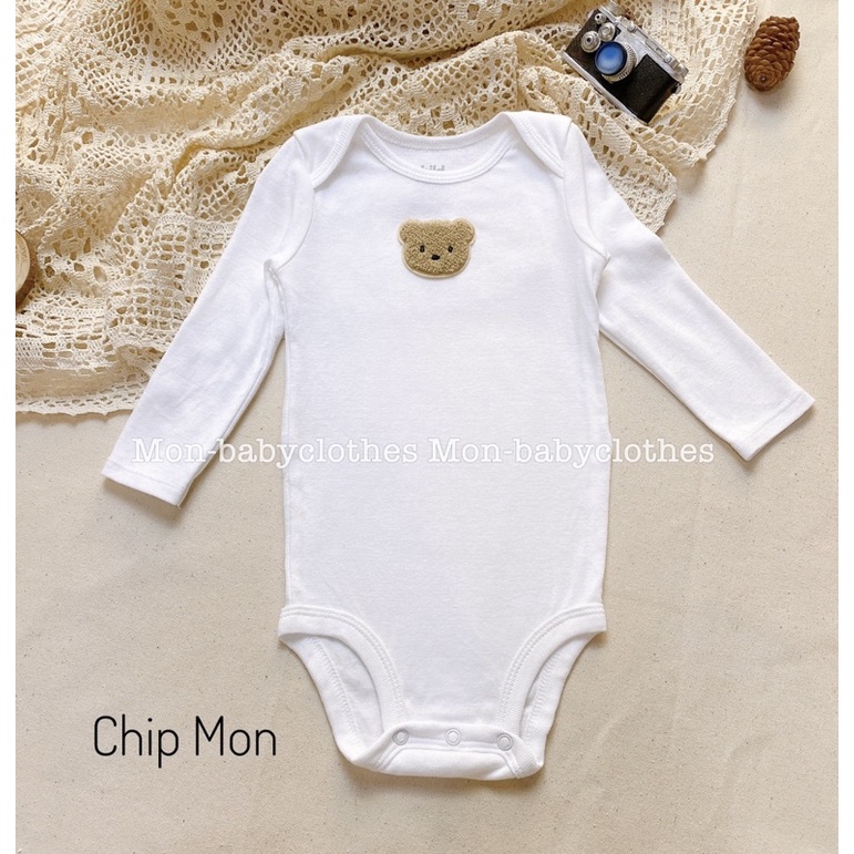 Bộ liền thân cotton mềm mịn trắng trơn cho bé