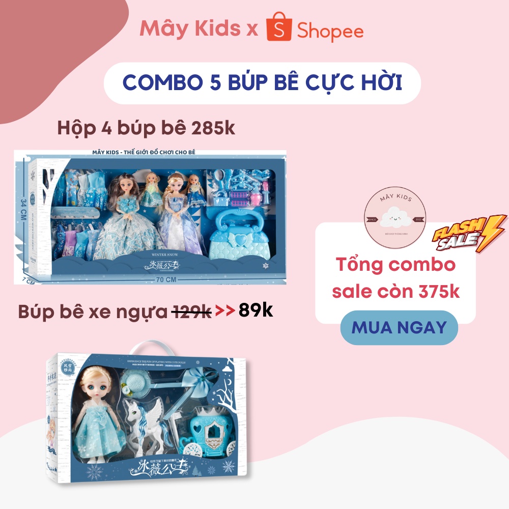 Đồ chơi bé gái búp bê barbi công chúa elsa hộp quà tặng cho bé - mây kids - ảnh sản phẩm 2