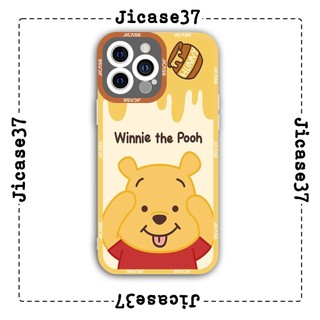 Ốp lưng iphone và samsung xiaomi oppo cạnh vuông Jicase Gấu Pooh nền vàng 