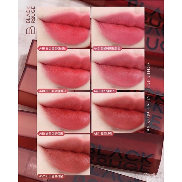 Son kem Black Rouge Air Fit Velvet Tint Ver.9 Acoustic Mood màu A46 A47 A48 A49 A50 A51 A52
