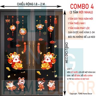 Decal tết 2023 dán tường dán cửa kính 2 mặt sẵn keo combo 4