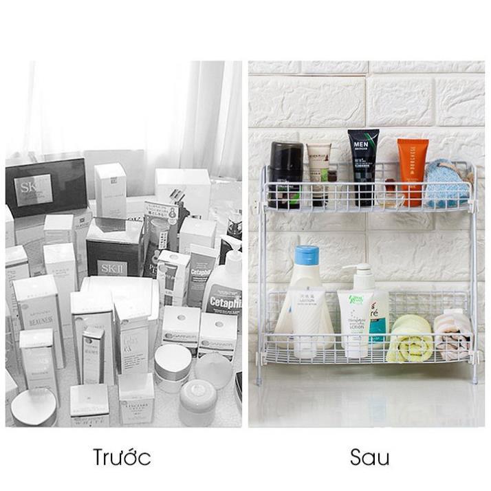 PVN31879 Kệ inox tĩnh điện 2 tầng để đồ phòng bếp , phòng tắm T2