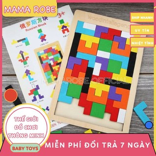 Đồ chơi bộ xếp hình, xếp gạch thông minh loại dày cho bé - Montessori