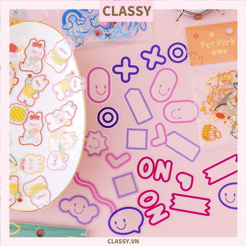 Túi Sticker Classy dễ thương, hình dán trang trí laptop, điện thoại, tập, sổ, bình nước nhiều họa tiết PK1323