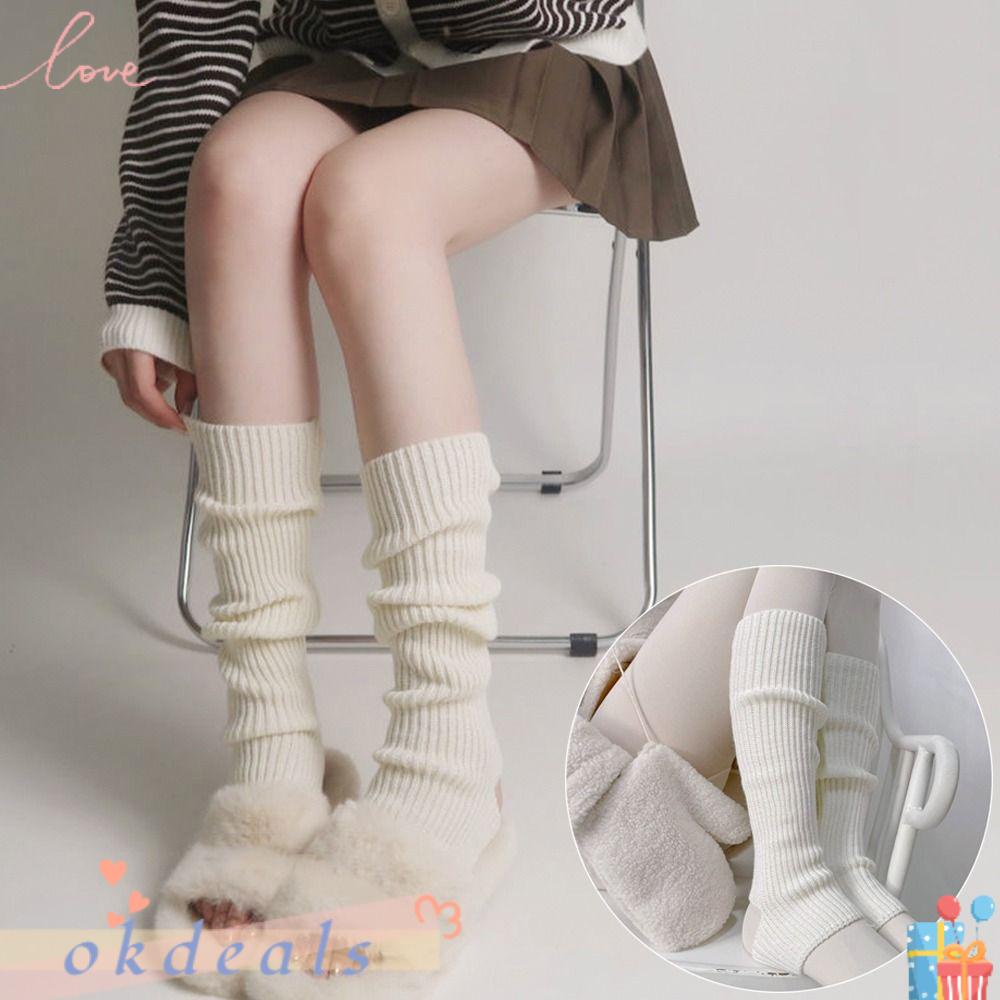 1 Đôi Tất Dệt Kim Giữ Ấm Đầu Gối Cho Nữ