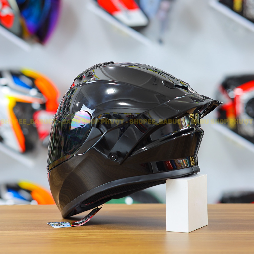 Combo Nón Fullface 2 Kính ROC 08 Kèm Kính Đen Và Đuôi Gió Pista