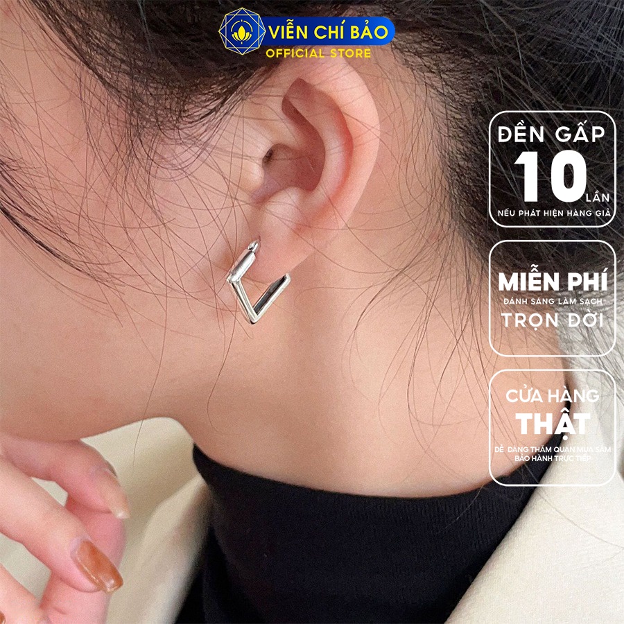 Bông tai bạc nữ hình thoi new chất liệu bạc 925 thời trang phụ kiện trang sức Viễn Chí Bảo B000485