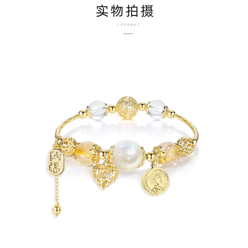 [Hàng Mới Về] Vòng Tay Đính Đá Mặt Trăng Pha Lê Trắng Thời Trang