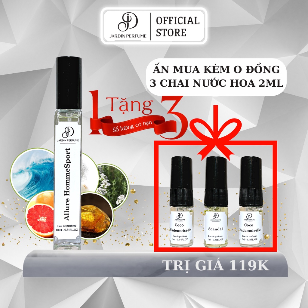 Nước Hoa Allure Homme Sport 10ml Jardin Body Mist Hiện Đại Nam Tính Mạnh Mẽ Thơm Lâu Dạng Xịt Tiện Lợi