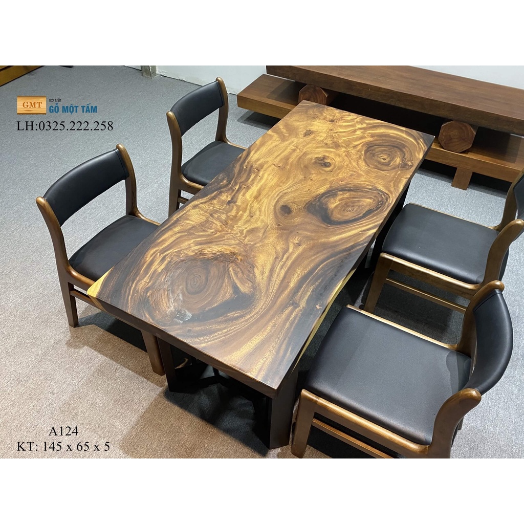 Mặt Bàn Ăn Gỗ Me Tây, Bàn Làm Việc Gỗ Me Tây Dài 1,45m Rộng 65cm Dày 5cm