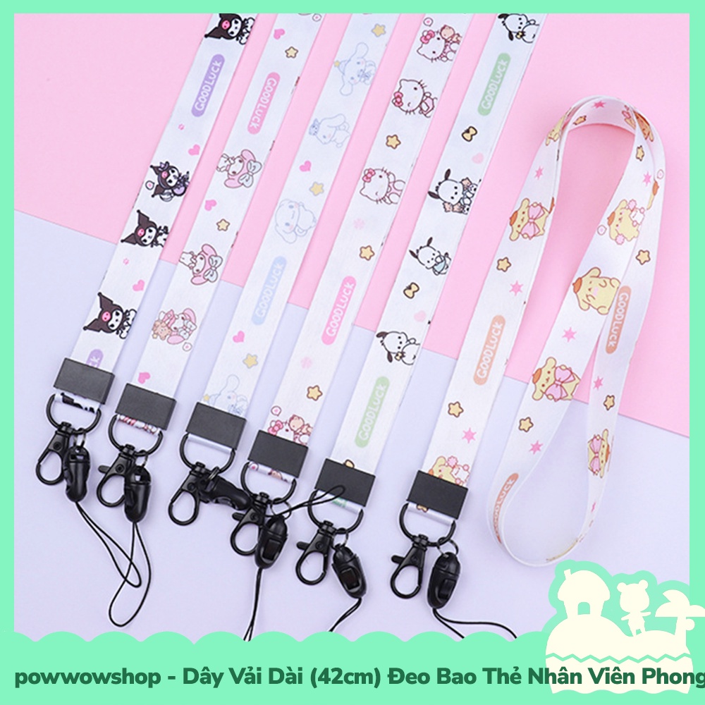 Dây Vải Dài  Móc Bao Đựng Thẻ Nhân Viên Mẫu Nhân Vật Hoạt Hình Sanrio Family Pattern Pastel