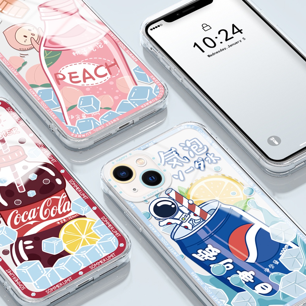 Infinix Note 10 11 12 30 30i G96 Pro NFC 4G 5G Cho Ốp lưng điện thoại In Hình Shockproof Silicone TPU Cartoon Summer Drink