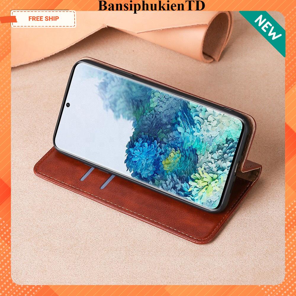 Bao da nắp gập samsung A20 , A30 , A50 dạng ví , may viền cao cấp