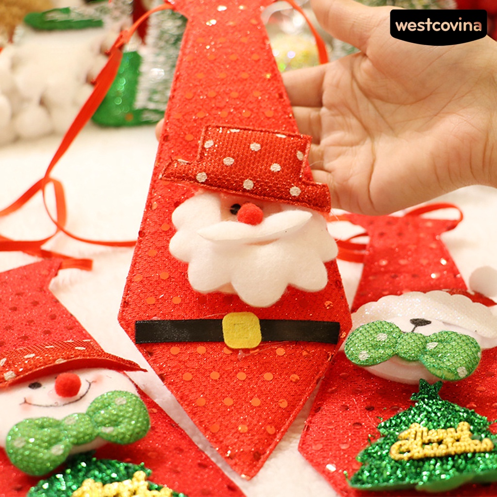 [Hot]☃Cà Vạt In Họa Tiết Giáng Sinh Tinh Tế Không Phai Màu Sắc Tươi Sáng Chống Mài Mòn Dễ