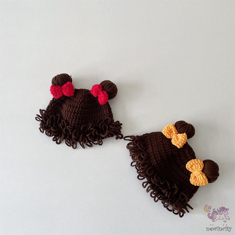 Mũ Len Thiết Kế Thắt Nơ Dễ Thương Vui Nhộn Phong Cách Hàn Quốc Dành Cho Bé Trai Bé Gái