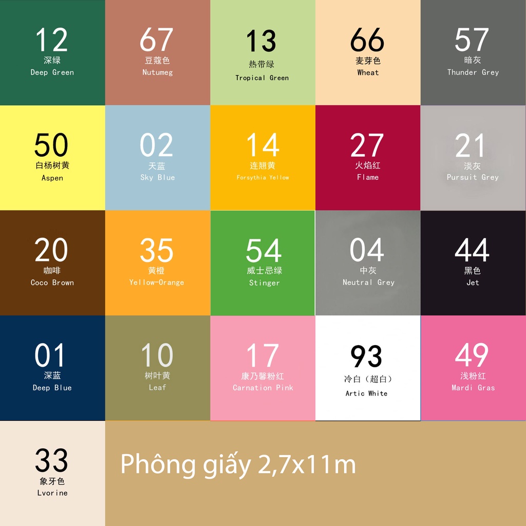 Phông giấy mỹ, phông giấy studio size 2,7x11m