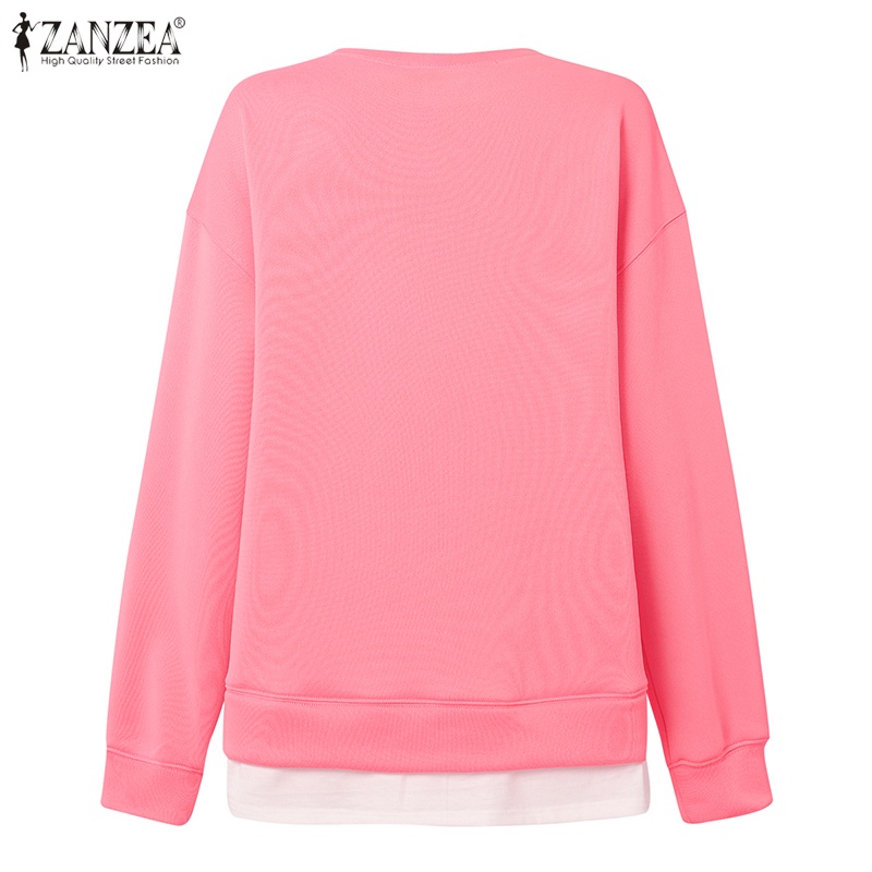 Áo sweater ZANZEA dài tay cầu vai dài dáng dài rộng thời trang Hàn Quốc