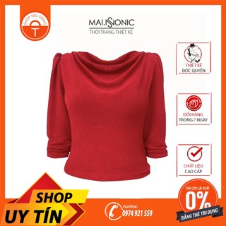 Áo nữ cổ đổ chất liệu thun kim tuyến cao cấp