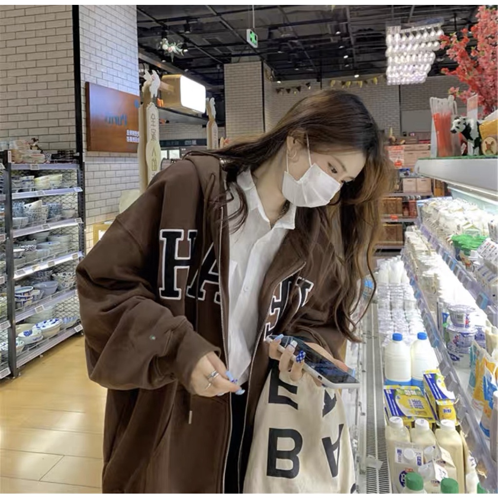 Áo khoác hoodie zip nam nữ chất nỉ bông 2 lớp dày đẹp in HAEY Khóa kéo 2 Lớp siêu dày mặc đẹp - TP