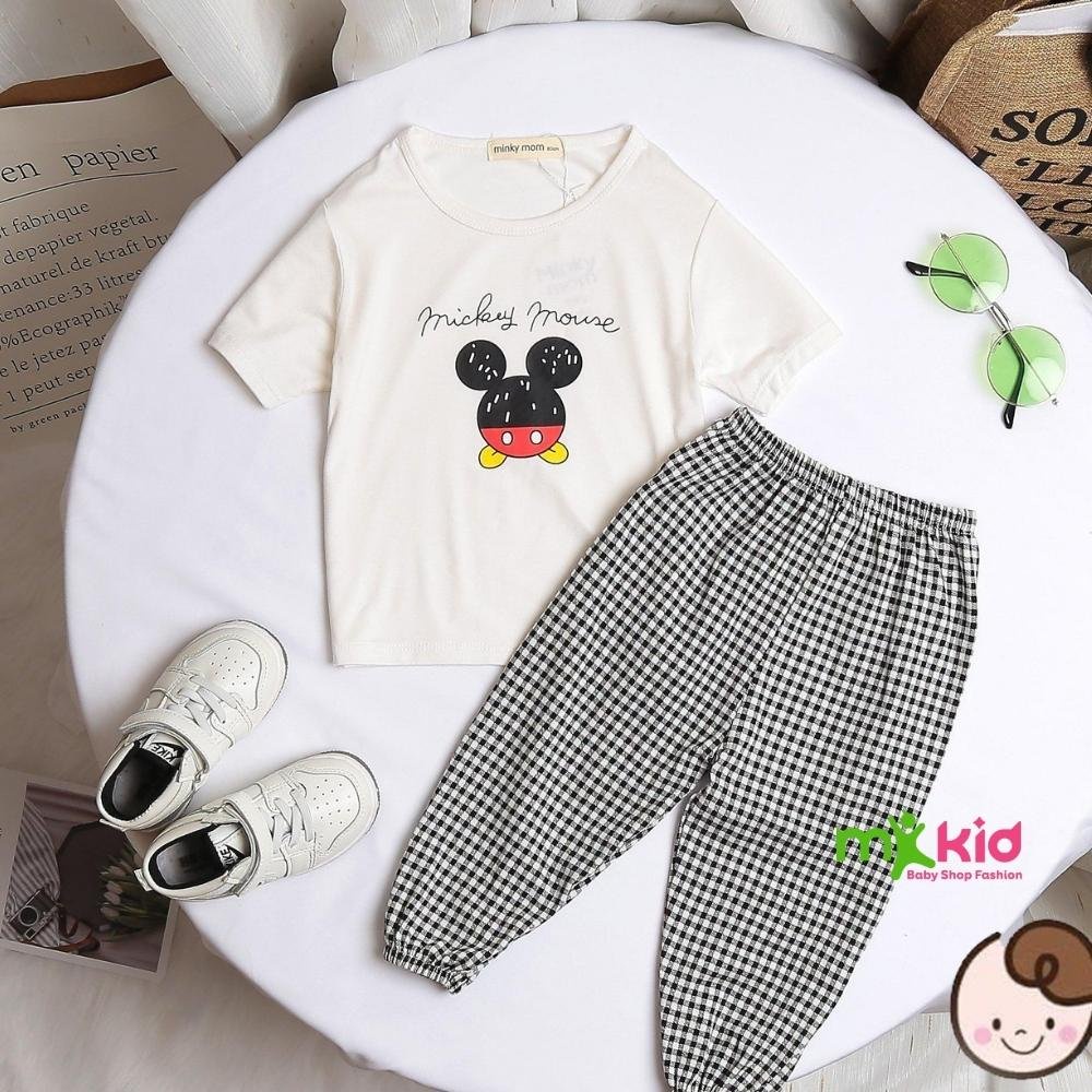 Quần áo trẻ em MK KID cho bé trai bé gái từ 6-26kg💖Bộ Tay Ngắn Quần Dài Sọc Kẻ Mới Dễ Thương cho bé