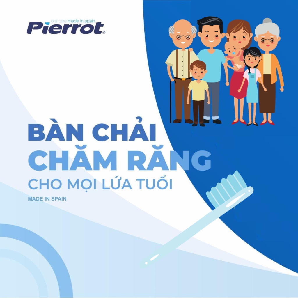 Bàn Chải Đánh Răng Trẻ Em PIERROT Junior Giúp Chải Sạch Răng Và Nướu Một Cách Nhẹ Nhàng Với Lông Bàn Chải Mềm Mảnh