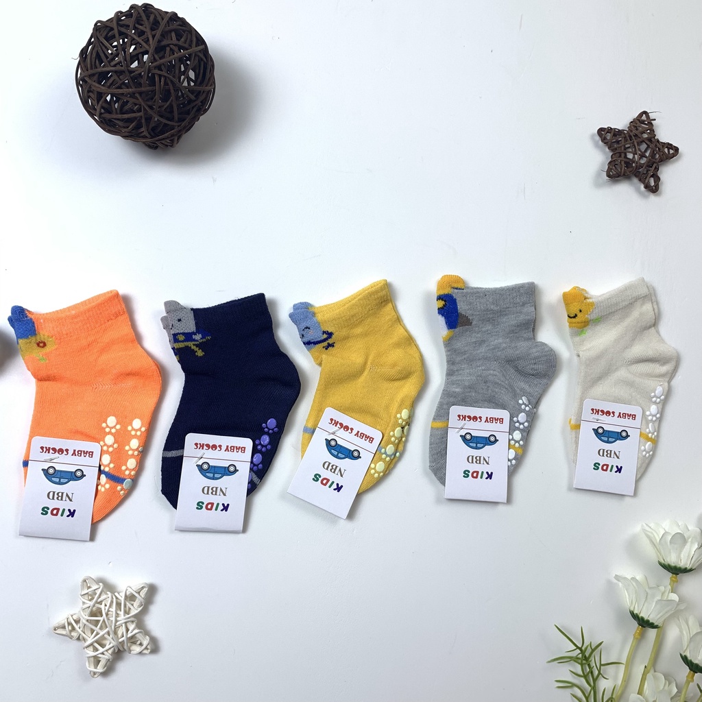 Set 5 Đôi Tất Vớ Cho Bé Trai Bé Gái 0-5 Tuổi Cotton Co Giãn Cao Cấp Thoáng Khí Họa Tiết Hoạt Hình Dễ Thương