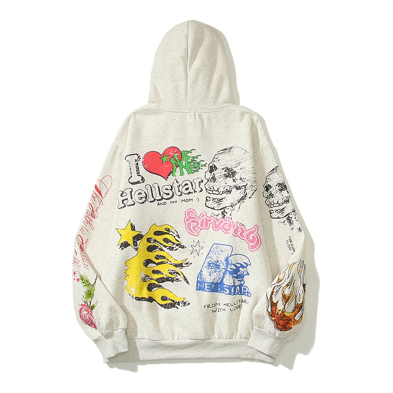 Áo Hoodie Nỉ Chui Đầu Phối Túi Trước In Họa Tiết Graffiti Phong Cách Đường Phố Mùa Thu Cho Nam Và Nữ
