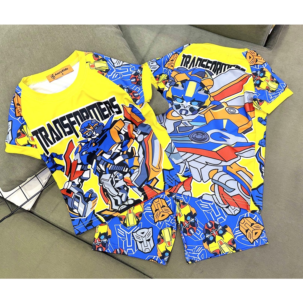 Bộ tay ngắn quần đùi lửng Thun lạnh 3D loại 1 Annkids size nhí 12-23kg bé trai siêu nhân cực ngầu-Quần áo trẻ em-Pikakid