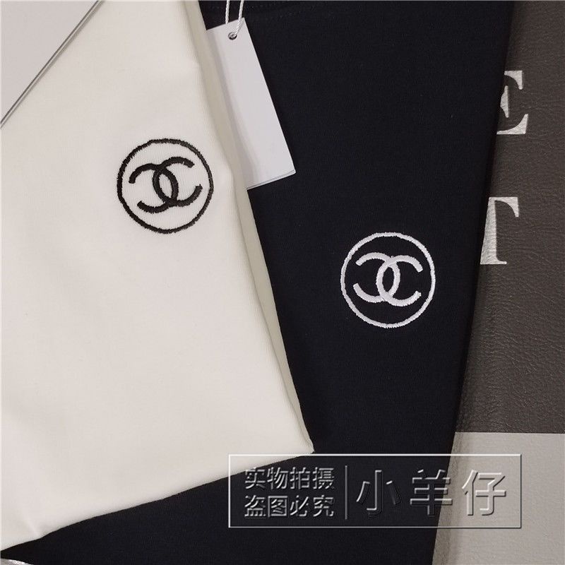 Chất Lượng Cao Áo Thun Cotton Thêu Chữ Màu Trắng Đen Đơn Giản Có Thẻ + Nhãn Dán Cho Cặp Đôi