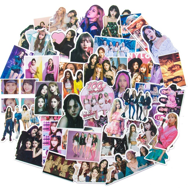 Combo Sticker BLACK PINK nhựa PVC không thấm nước, dán nón bảo hiểm, laptop, điện thoại, Vali, xe