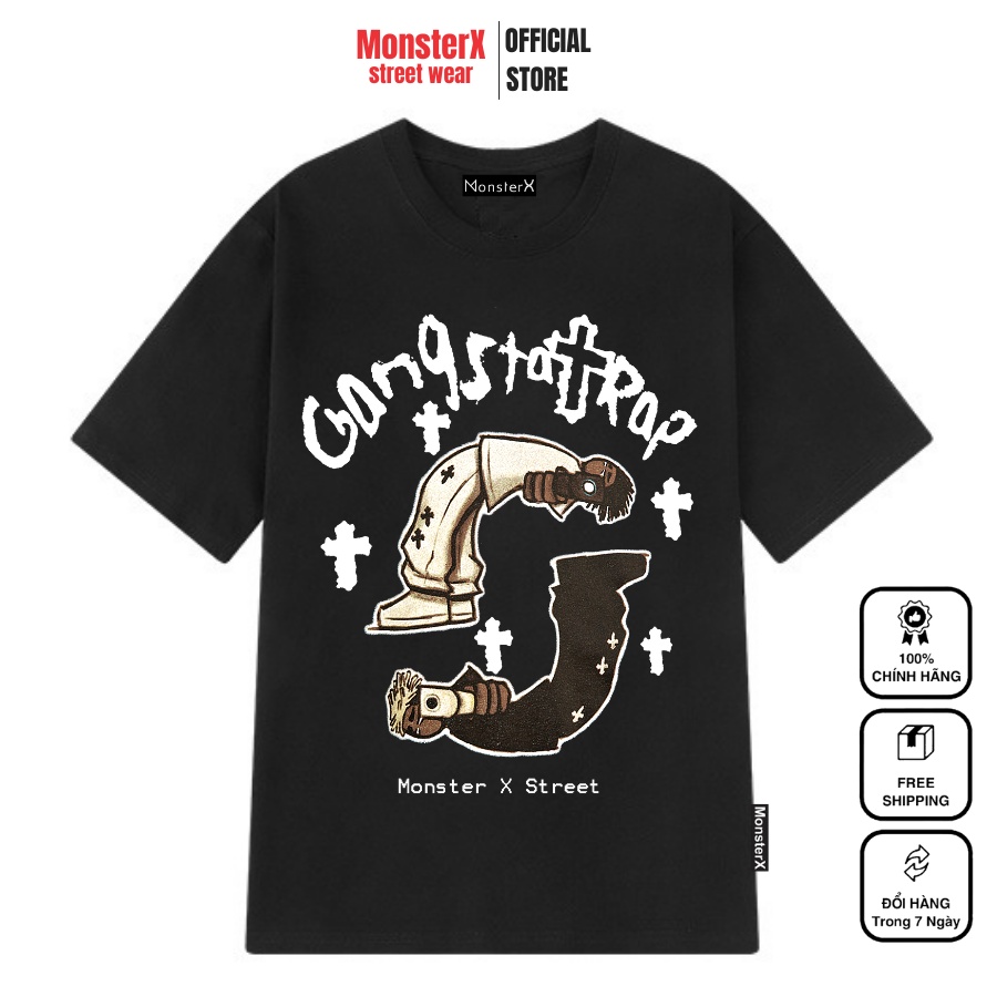Áo thun unisex MONSTER X STREET GANGSTA phông tay lỡ nam nữ form rộng Local Brand