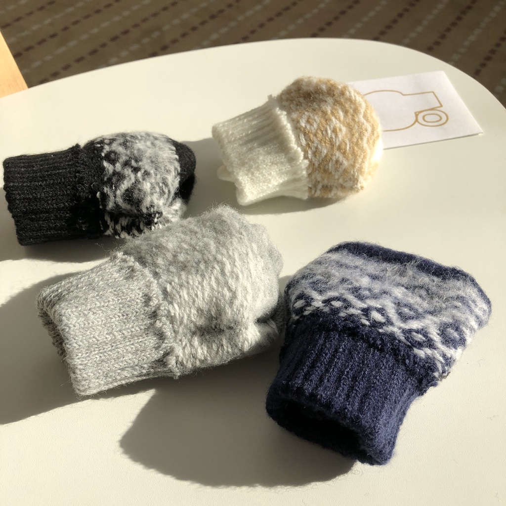 Găng Tay Len Nhung Hở Ngón Chống Lạnh Cho Nam Và Nữ