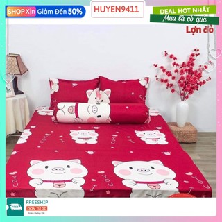 Bộ ga gối 3 món cotton poly 1m2x1m9,được chọn mẫu-heo đỏ